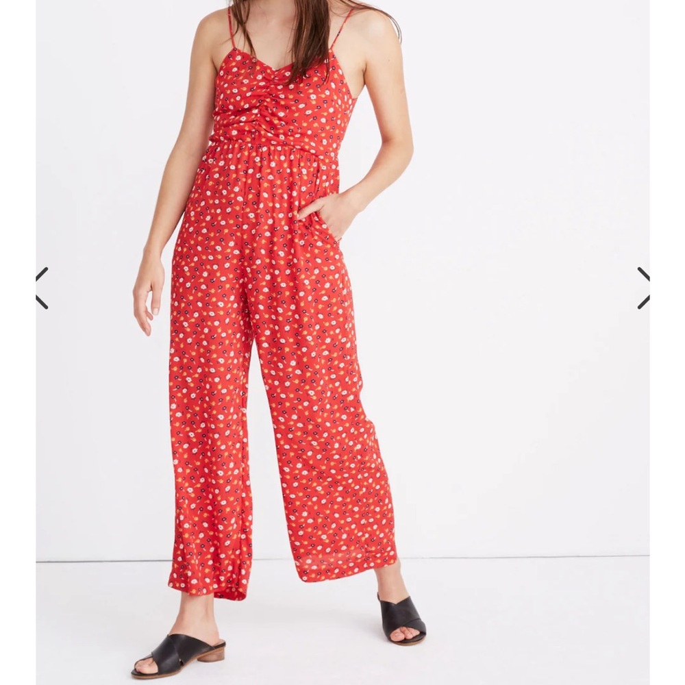Madewell - ruched wide leg jump suit